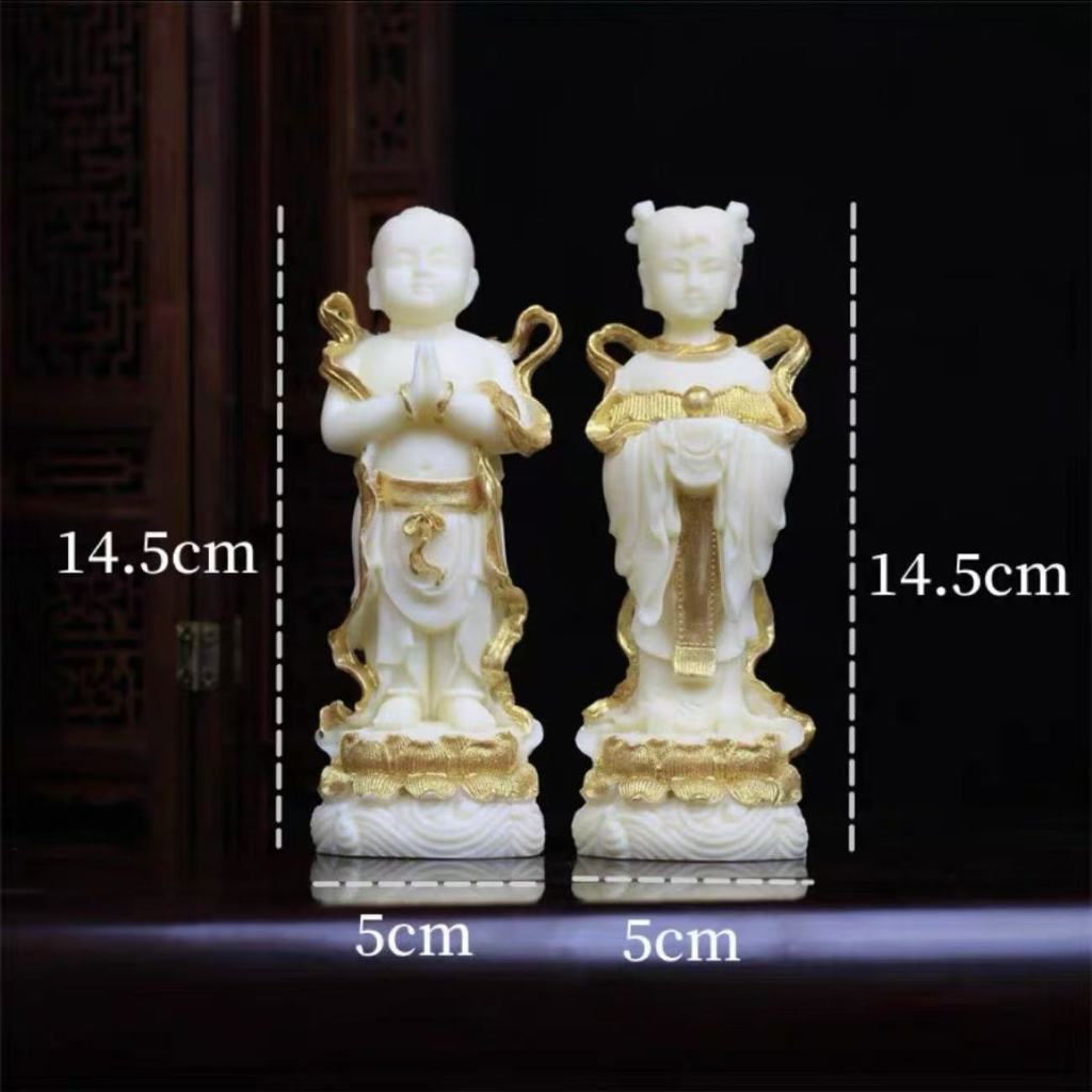 Mới Good Fortune Boy Dragon Girl Golden Boy Jade Girl Guanyin Bodhisattva Tượng Phật Thờ Trước Bé Tr