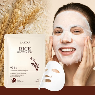 Mặt nạ phát sáng gạo LAIKOU - Mặt nạ tấm siêu mịn & làm sáng với 94,4% lên men gạo ba lần & Niacinamide