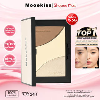 [KOL] Bảng phấn tạo khối và highlight Mooekiss 3 màu 16.5g giúp tạo chiều sâu khuôn mặt và bắt sáng tinh tế