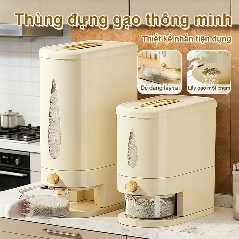 Thùng Đựng Gạo Thông Minh 5kg 10kg Có Cửa Sổ Quan Sát Trong Suốt Chống Ẩm Chống Côn Trùng