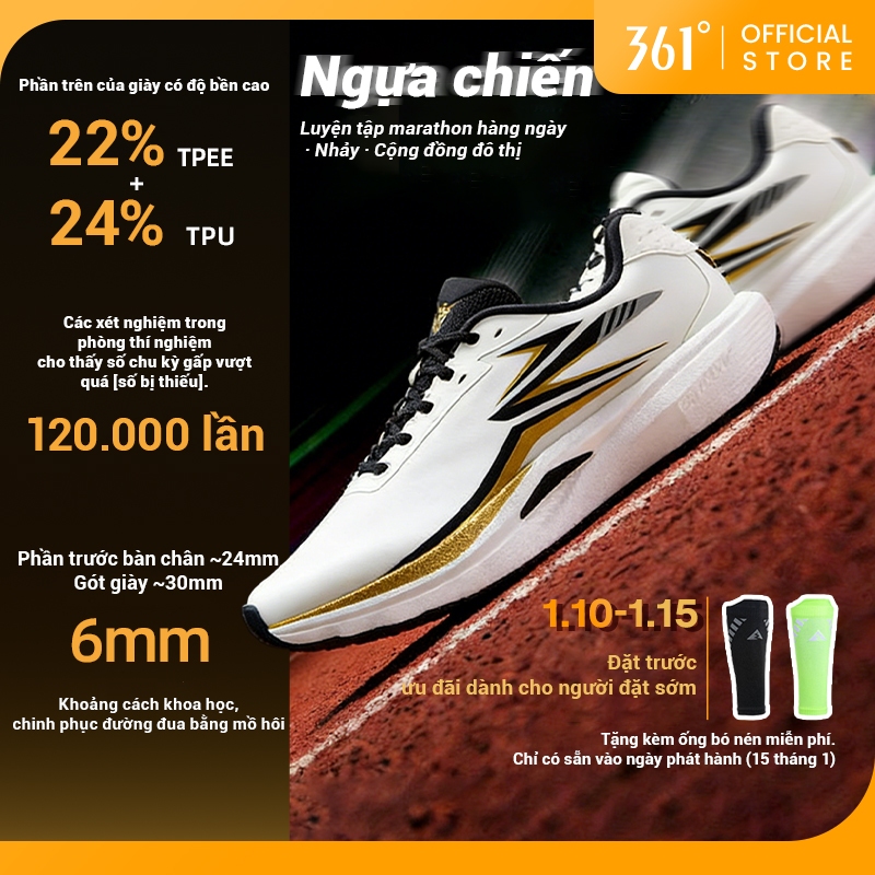 361 Degrees Giày chạy bộ nam nữ STEED Giày chạy bộ hiệu suất cao - Thoáng khí cực đỉnh, bám đường tu