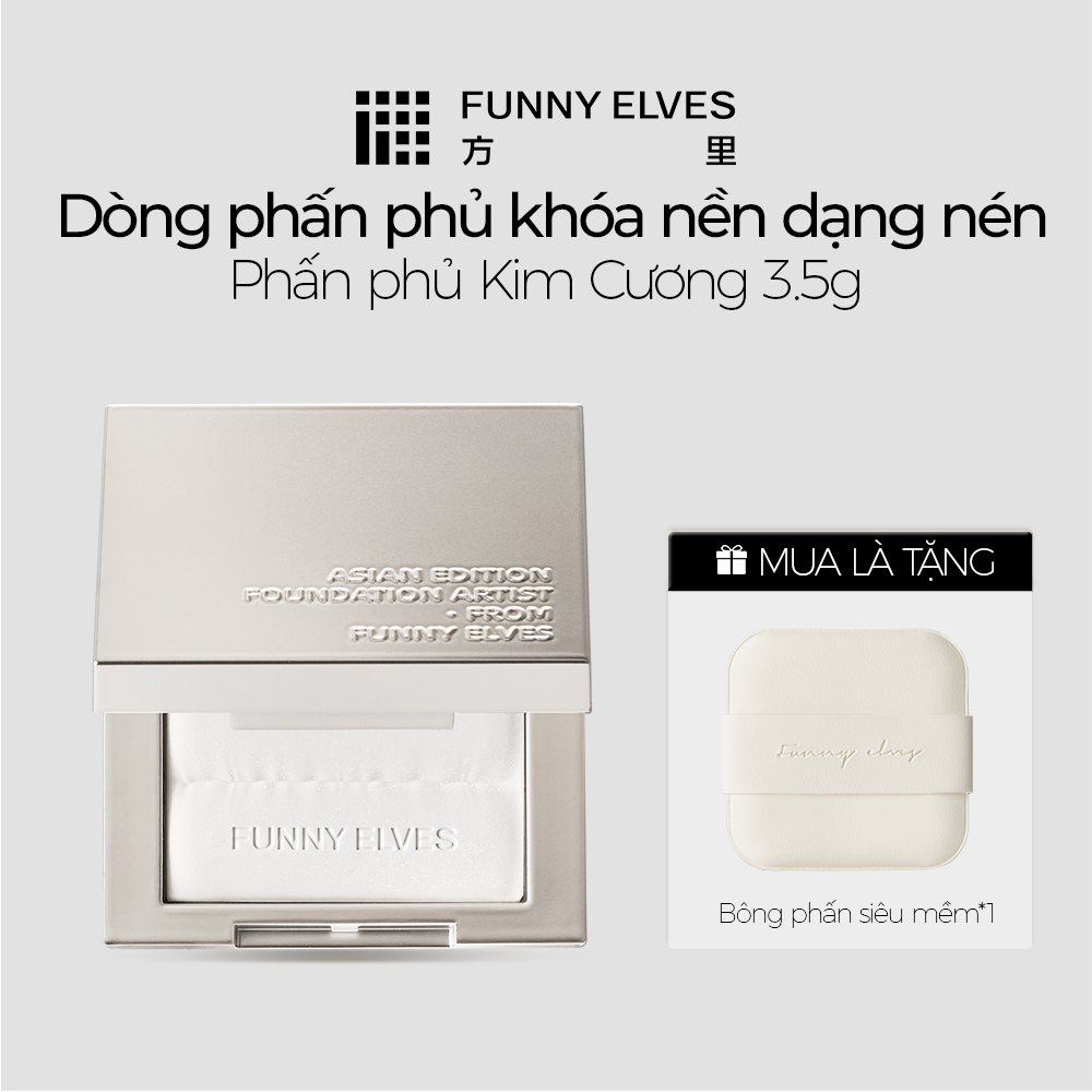 Funny Elves Phấn phủ nén Kim Cương 3.5g – Kiềm Dầu Hiệu Quả, Chuẩn Da Đẹp Tự Nhiên Cho Thời Tiết Nón