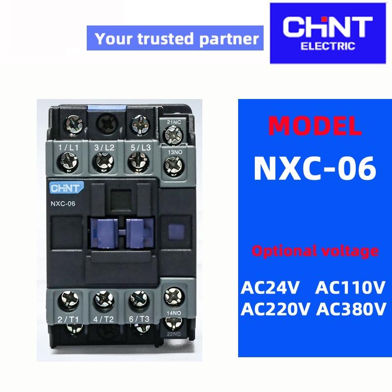 CHINT Contactor NXC-06 NXC-09 NXC-12 NXC-16 NXC-18 NXC-22 NXC-25 NXC-32 NXC-38 điện áp AC110V 220V 3