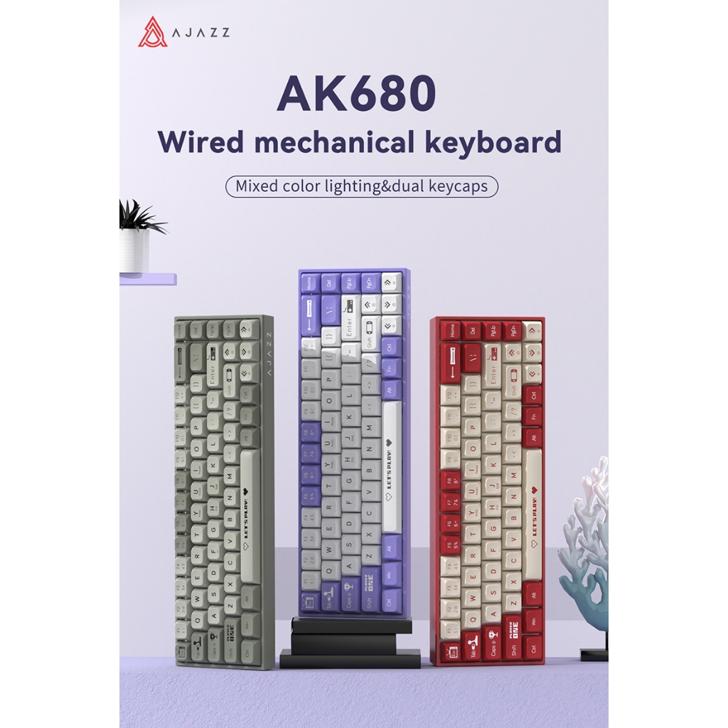 Black Jue (AJAZZ) AK680 Bàn phím cơ có dây Keycap đôi 68 phím Full Key Hot Swap Bàn phím cơ tùy chỉn