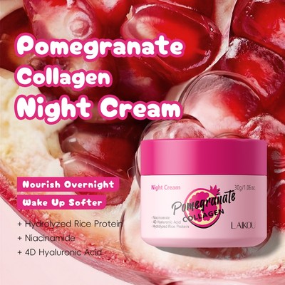 Kem ngủ Collagen Lựu LAIKOU 30g - Làm săn chắc & dưỡng ẩm qua đêm với Niacinamide & 4D HA để phát sáng trẻ trung