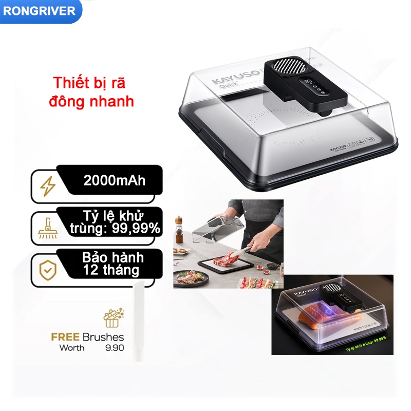 RONGRIVER Máy rã đông thực phẩm cao cấp, máy rã đông chạy pin siêu tốc công nghệ ion an toàn cho thực phẩm