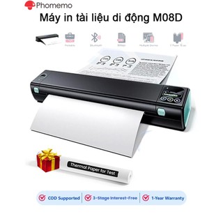 Phomemo M08D Máy in di động có màn hình cảm ứng Máy in không mực nhiệt không dây Bluetooth được nâng cấp, Hỗ trợ chữ cái & A4 8,5 "x11" của Mỹ, Tương thích với iOS, Android, PC để du lịch
