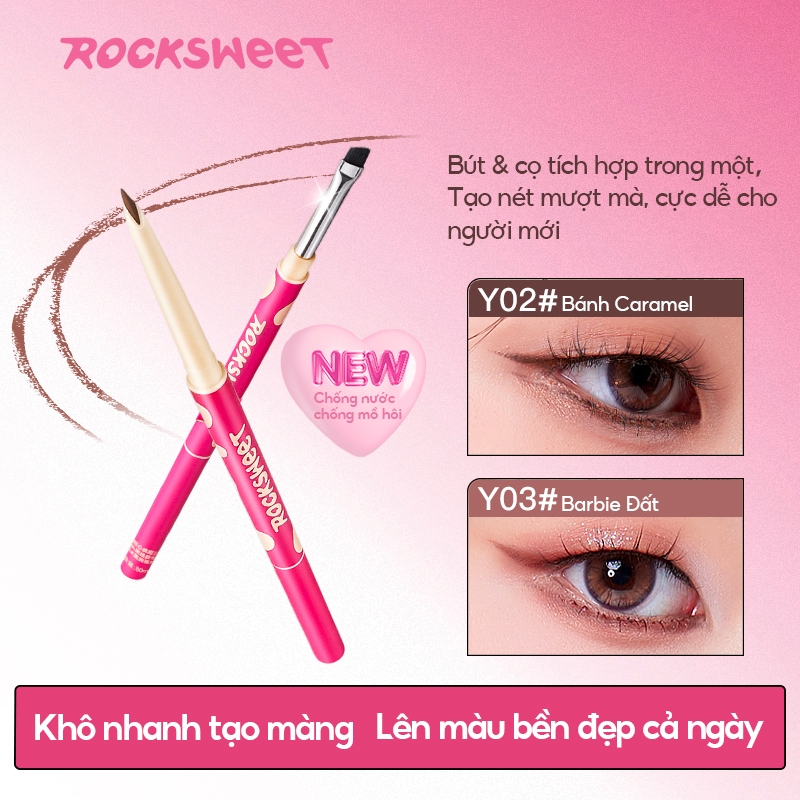 Bút kẻ mắt Gel hai đầu ROCKSWEET — Trơn mịn màng, màu sắc sống động, chống nhòe, giữ lâu trôi, thân thiện với người mới bắt đầu, dễ tạo mọi hình mắt