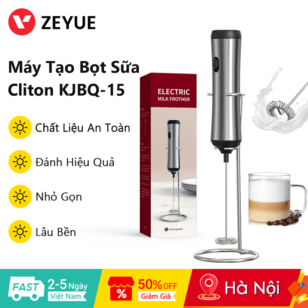 Cliton Máy Tạo Bọt Sữa KJBQ-1 Đánh Hiệu Quả Milk Frother Máy Đánh Bọt Sữa, Máy Tạo Bọt Cà Phê
