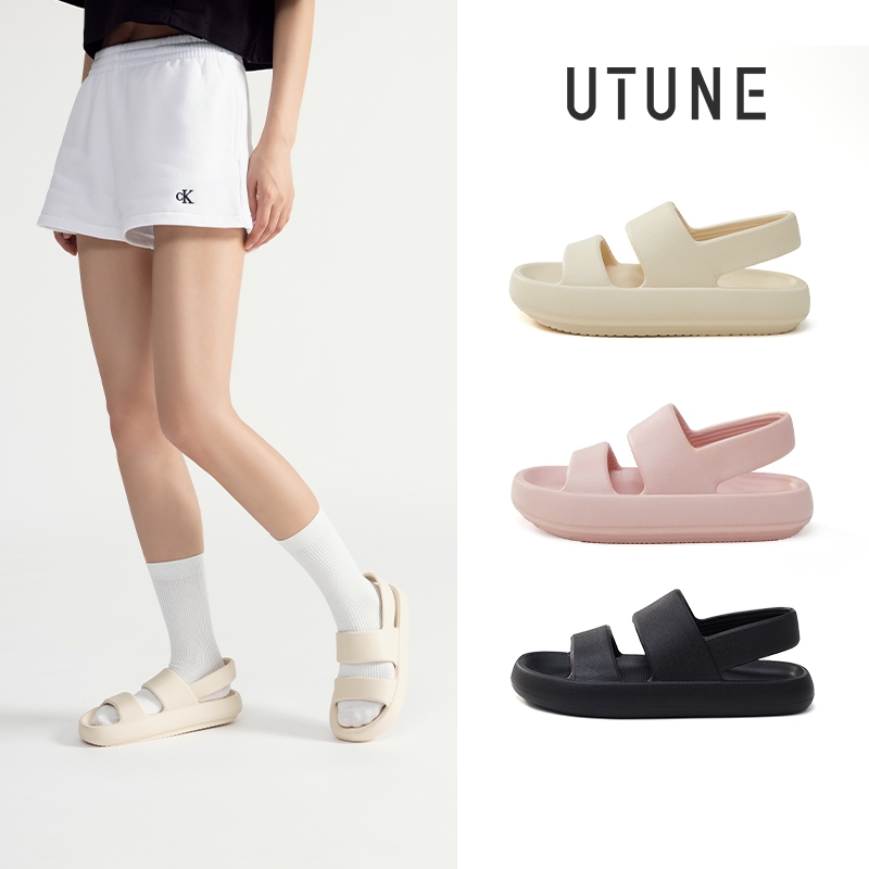 UTUNE Dép sandal nữ đế dày 4cm siêu êm phong cách tối giản mùa hè chất liệu EVA chống trượt chống nư