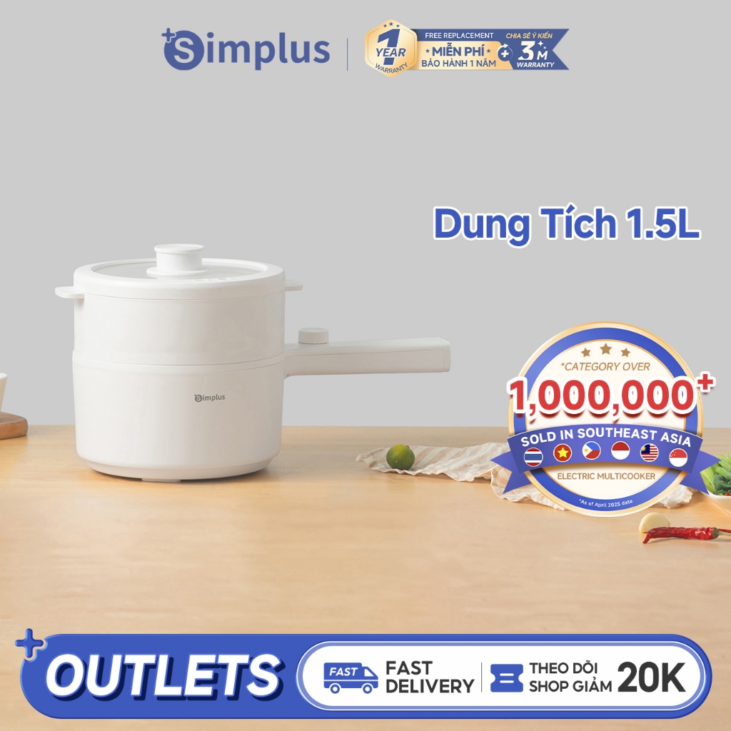 Simplus Nồi Lẩu Điện Đa Năng Dung Tích 1.5L/2L DZGH002/009/011 - Bảo Hành 12 Tháng