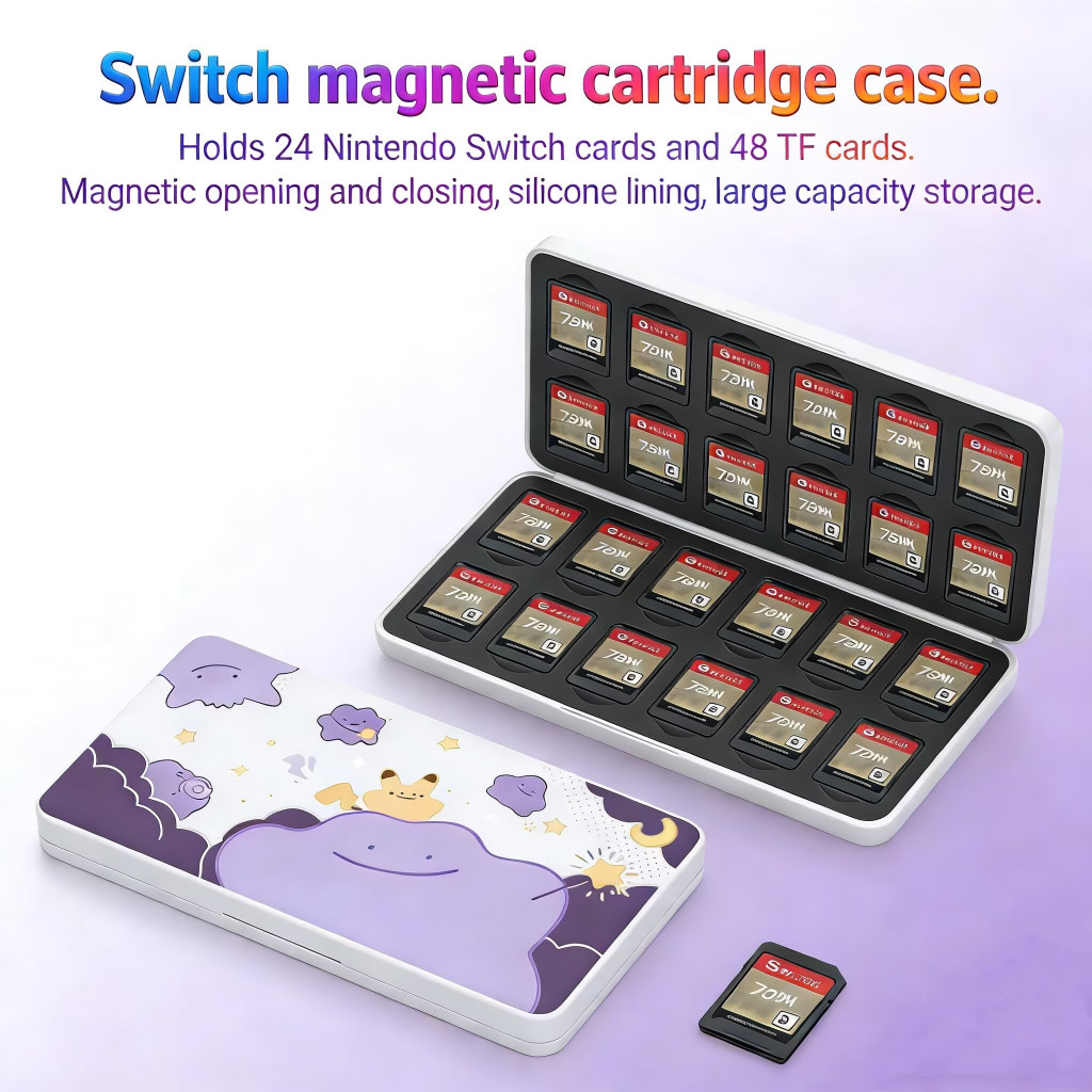 Hộp đựng thẻ trò chơi Pokemon Ditto Nintendo Switch 2 cho Switch & OLED & Lite, Hộp đựng bộ nhớ màu 