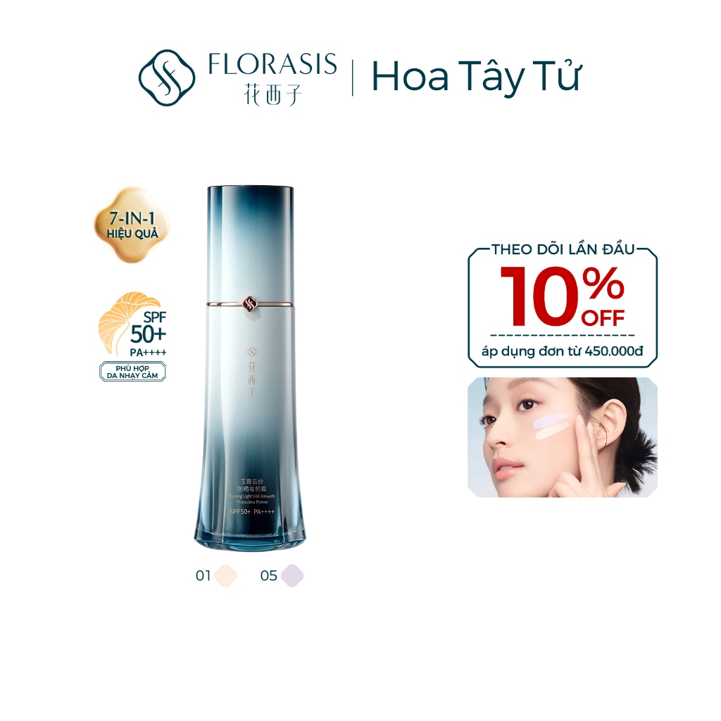 Florasis (Hoa Tây Tử) – Kem Lót Tiểu Đại Tán 2.0 Trang Điểm Yurong Light Veil Smooth SPF50+ PA ++++ 