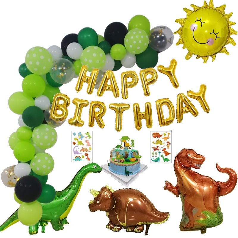 Khủng Long Sinh Nhật Trang Trí Trẻ Em Bé Trai Bóng Xanh Vòng Hoa Khủng Long Chủ Đề Trang Trí Sinh Nh