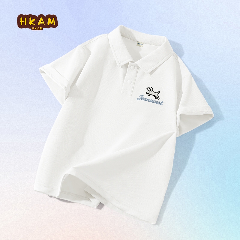 HKAM Áo Sơ Mi POLO Bé Trai thể thao thời trang trẻ em, Cool Sense Quick-Drying, in Puppy