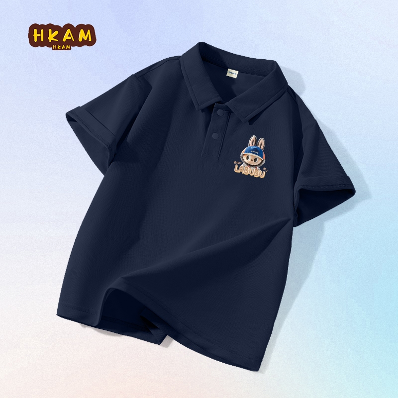 HKAM Áo Sơ Mi POLO Bé Trai Áo nỉ thời trang trẻ em Cool Sense Nhanh khô, in labubu