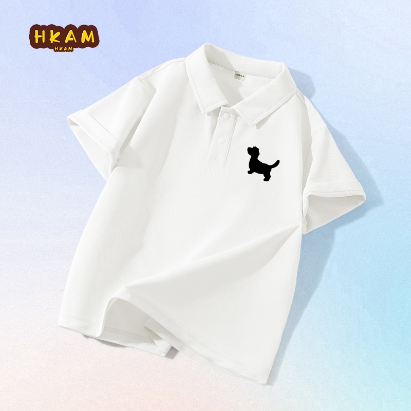 HKAM Áo Sơ Mi POLO Bé Trai thể thao thời trang trẻ em, Cool Sense Quick-Drying, Puppy Print