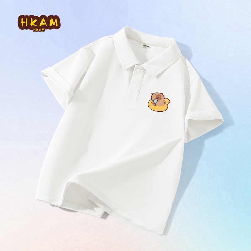 HKAM Áo Sơ Mi POLO Bé Trai Áo nỉ thời trang trẻ em Cool Sense Nhanh khô, In Capybara