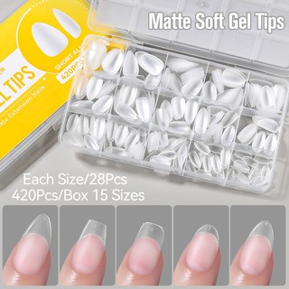 UR SUGAR 420 Chiếc Gel Mềm Đầu Móng Tay Nối Dài Hạnh Nhân Trong Suốt Giả Mờ Full Cover Bấm Vào Móng Tay Giả Nối Dài Dụng Cụ Làm Móng Tay