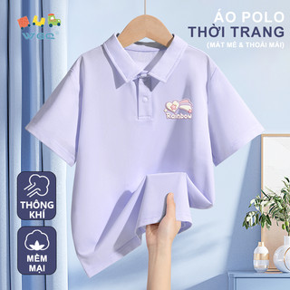 W.G.Q Áo thun bé gái，áo polo mới mùa hè，mềm mại thoáng khí，mát mẻ dễ chịu có in hoa dễ thương