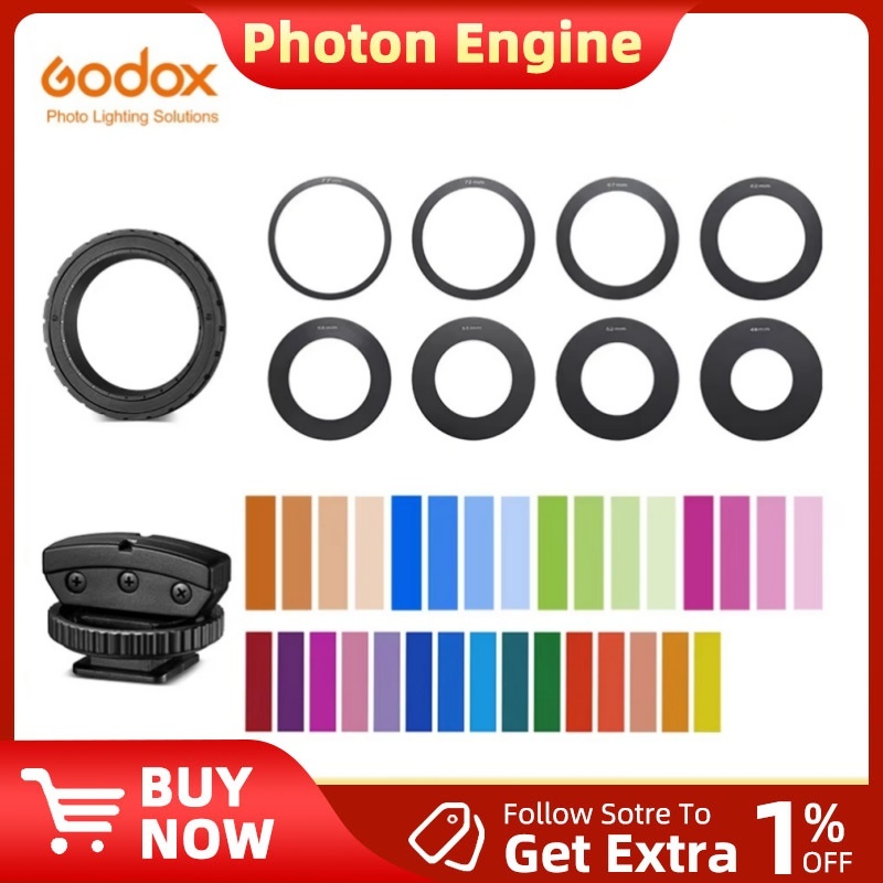 Godox MF12 Macro Flash Phụ kiện hoàn chỉnh MF AR Vòng gắn MF 11C MF 11T Bộ điều chỉnh màu MF CS Giày