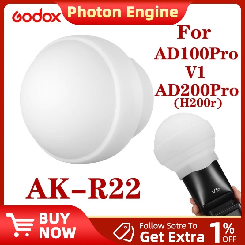 Bóng khuếch tán vòm khuếch tán silicon Godox AK-R22 cho Godox Round Speedlite V1 V1Pro V100 AD100Pro