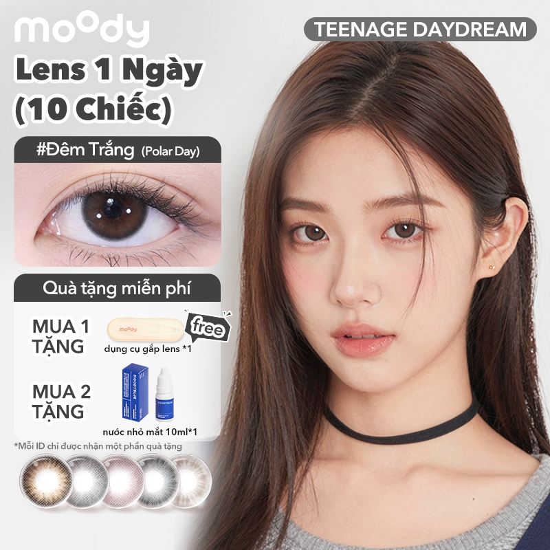 Set 10 chiếc kính áp tròng Moody 14.2mm Nâu Sa Mạc lens 1 ngày thuộc bộ sưu tập  Teenage Daydream