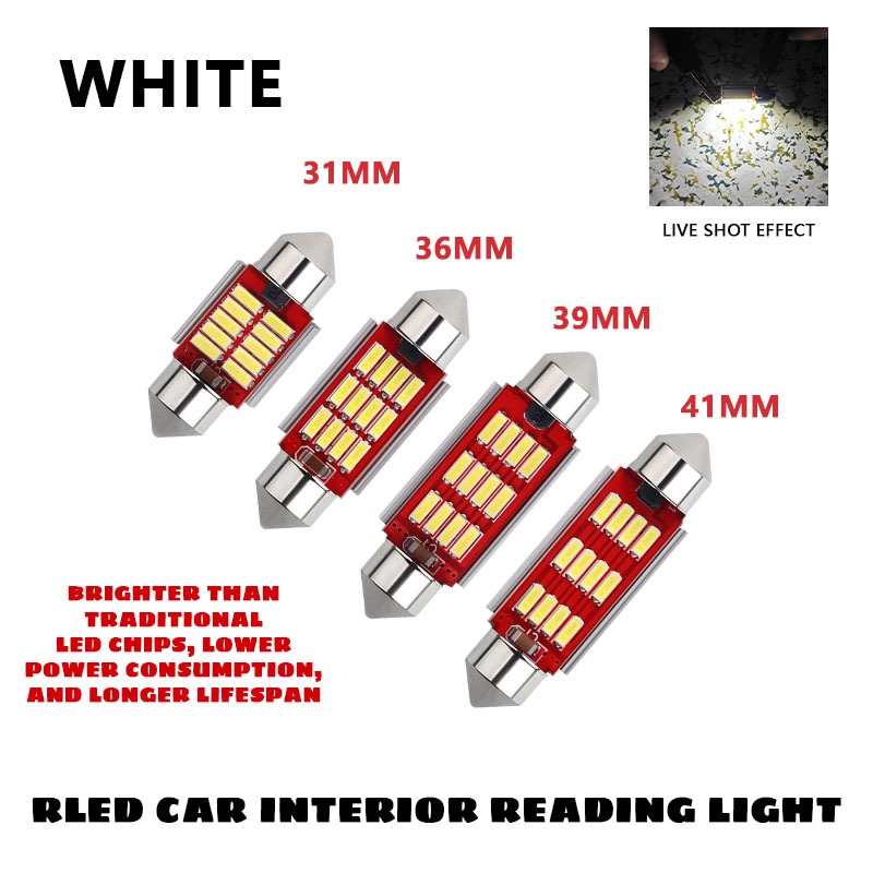 2 Bóng đèn LED trắng / xanh băng 12V C5w Festoon Canbus - Đèn Cabin / Đèn vòm / Đèn thân cây & tấm