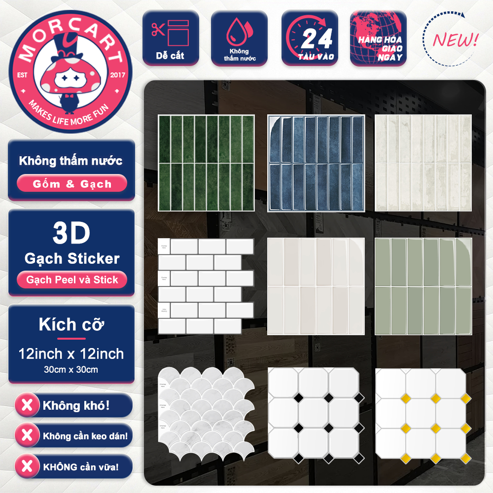 MORCART Nhãn dán tường chống văng nhà bếp, Nhãn dán trang trí tự dính 3D…
