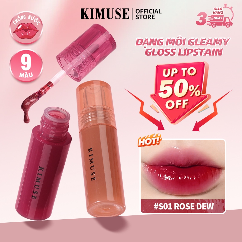 Son bóng KIMUSE dưỡng ẩm lâu trôi với 9 màu tùy chọn