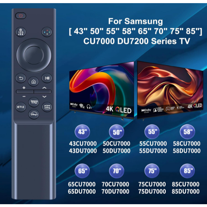 Điều khiển từ xa Ceybo OEM BN59-01388A cho TV thông minh dòng Crystal UHD 4K CU7000 Bao gồm Netflix 