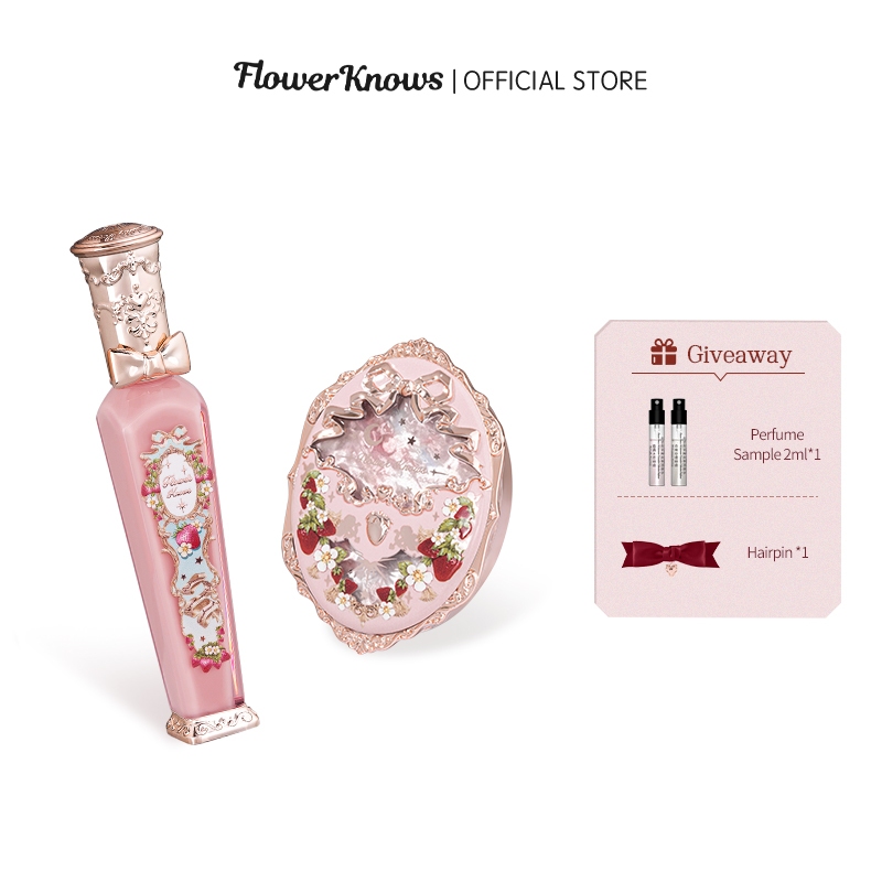 Bộ trang điểm Flower Knows Strawberry Rococo Series Lipstick Blush Bộ quà tặng bột trang điểm