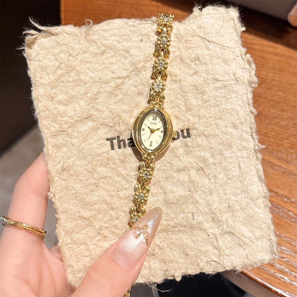 Đồng hồ nữ GEDI Đồng hồ đeo tay nữ hình bầu dục cổ điển mới Đồng hồ đeo tay thạch anh kim cương