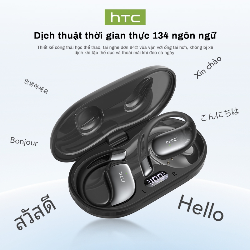 HTC NE57 Tai Nghe Phiên Dịch AI Dịch thuật AI Bluetooth 6.0 Hỗ trợ 134 ngôn ngữ  Tai nghe không dây Âm thanh chất lượng cao Thiết kế thời trang Pin 400mAh | BigBuy360 - bigbuy360.vn