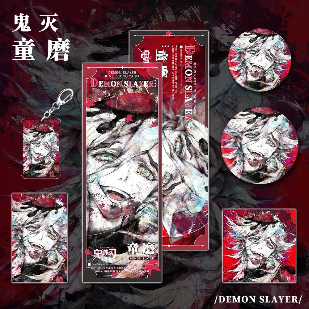 Anime Demon Slayer Kimetsu No Yaiba Douma Huy Hiệu Laser Vé Bưu Thiếp Thẻ Acrylic Móc Khóa Mặt Dây C