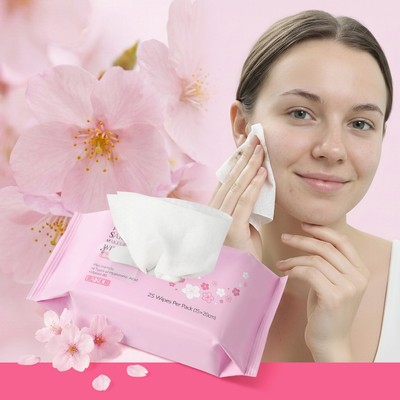 Khăn lau tẩy trang LAIKOU Japan Sakura – Dưỡng ẩm & Làm sạch nhẹ nhàng với Niacinamide + Axit Hyaluronic (25 tờ)