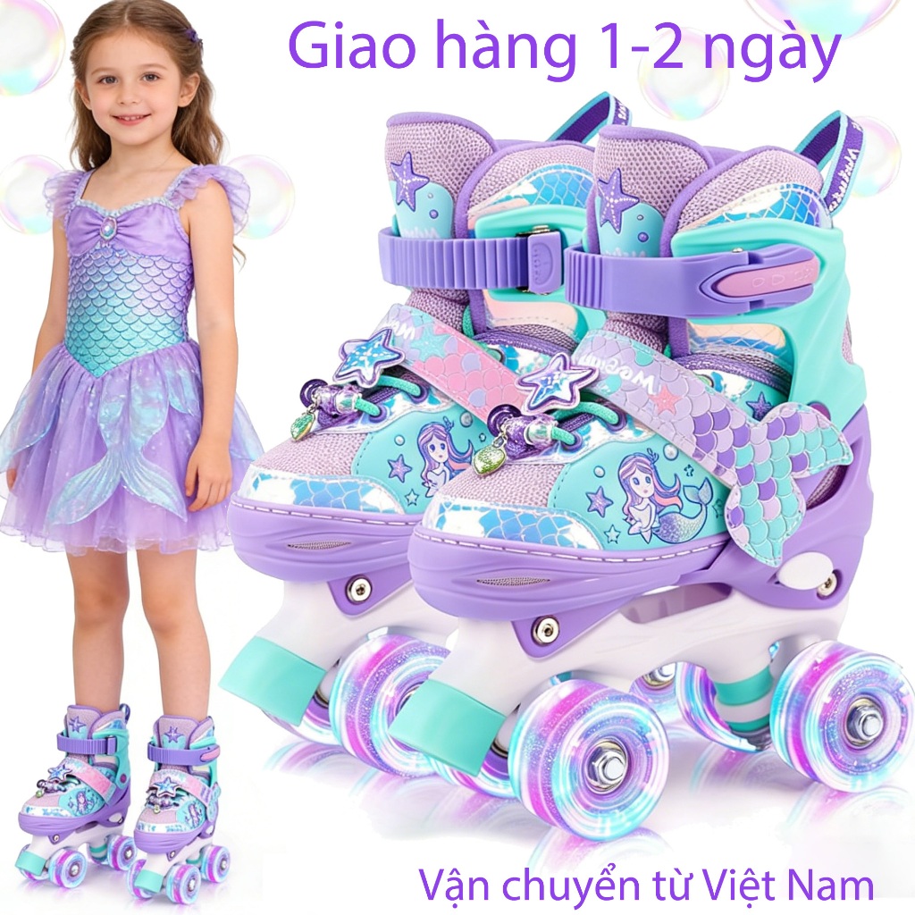 Giày patin trẻ em Giày trượt patin Patin trẻ em giày trượt nàng tiên cá cho bé Giày trượt roll Patin