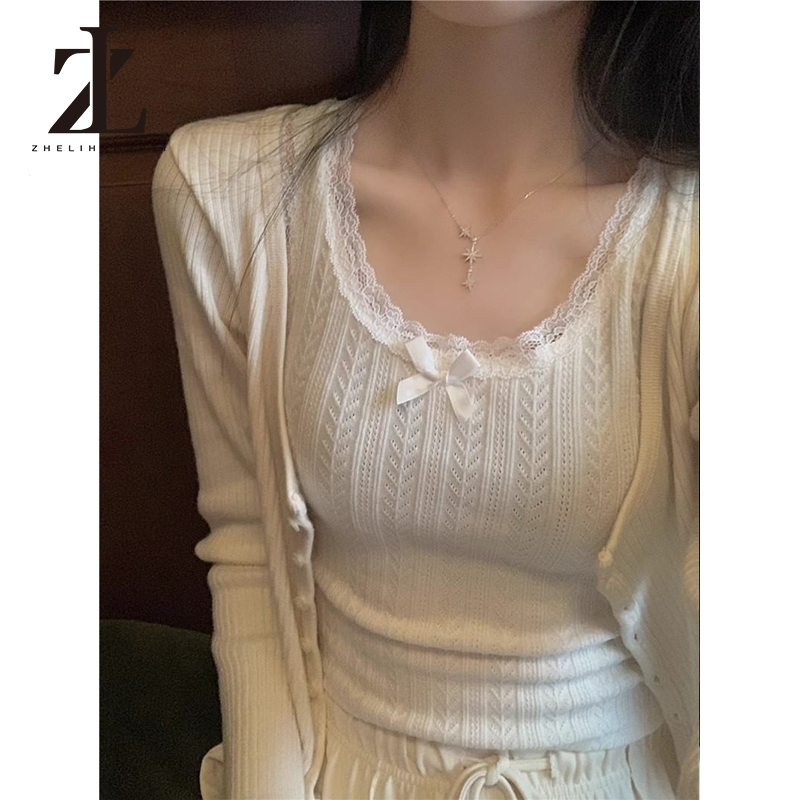 Nơ trắng ren ren Chiết Giang Đan Camisole | BigBuy360 - bigbuy360.vn