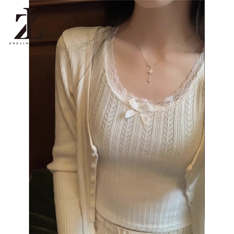 Nơ trắng ren ren Chiết Giang Đan Camisole | BigBuy360 - bigbuy360.vn