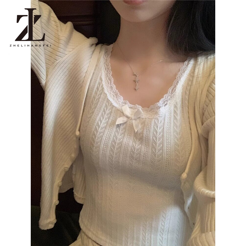 Nơ trắng ren ren Chiết Giang Đan Camisole | BigBuy360 - bigbuy360.vn
