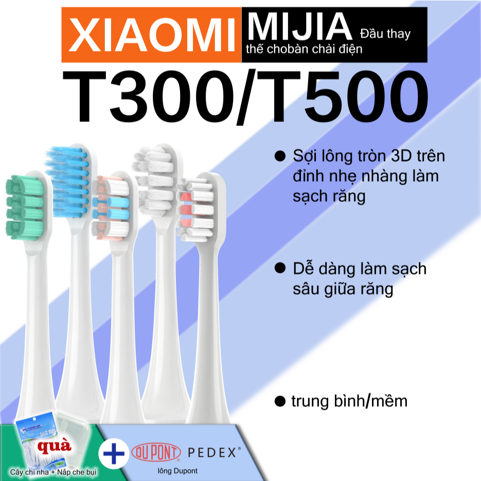 Đầu bàn chải đánh răng thay thế cho Xiaomi Mijia Tương thích với T300 / T500, Gói 6 chiếc