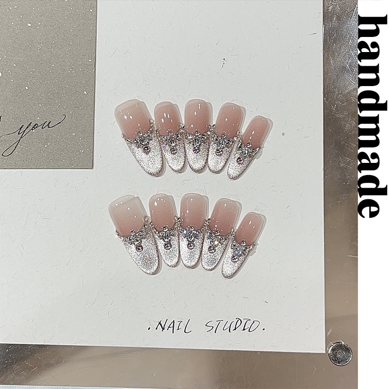 Bấm vào móng tay thủ công [Trái tim tan vỡ giòn Bobo] Đặt phòng nhấp nháy mùa xuân mùa hè Galaxy Cat