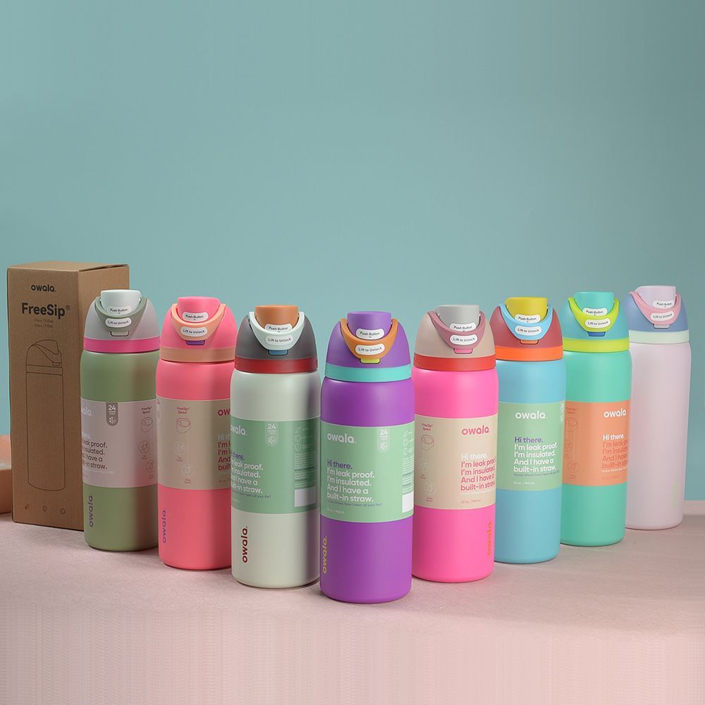 [Sẵn Hàng] Bình Nước Owala 304 Không Gỉ | Bình Giữ Nhiệt Thể Thao Dung Tích Lớn | Thiết Kế 2 Đầu Uốn