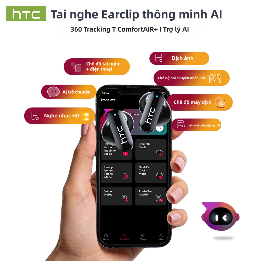 Tai nghe dịch HTC NE71 Tai nghe Bluetooth 6.0 AI Dịch trực tiếp Màn hình LED thông minh HiFi Chất lượng âm thanh Công nghệ khử tiếng ồn | BigBuy360 - bigbuy360.vn