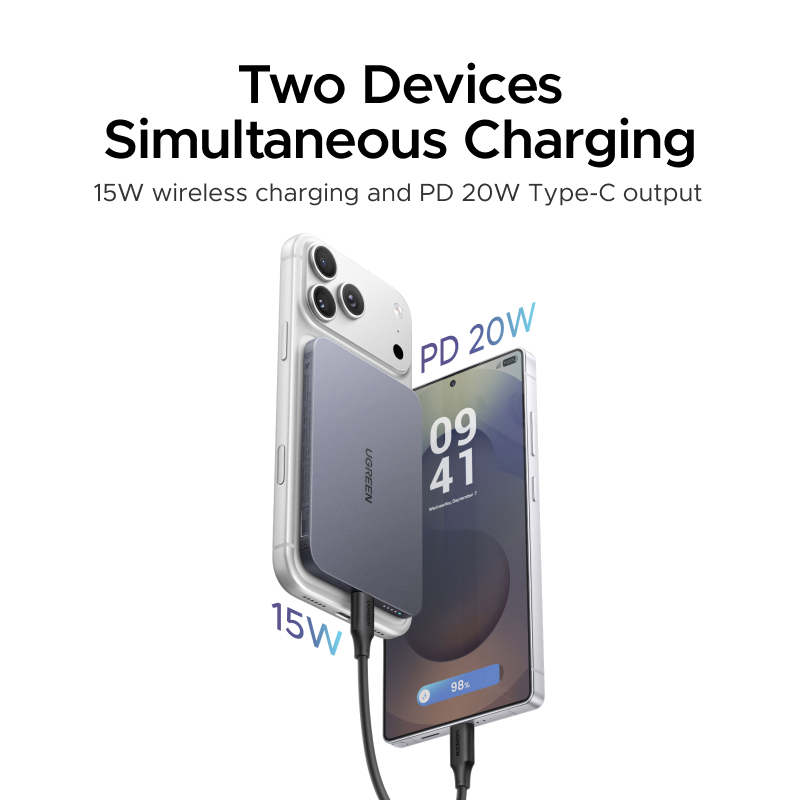 [Siêu mỏng] Sạc dự phòng UGREEN 15W 5000mAh USB-C 20W Tương thích với iPhone 17 Series | BigBuy360 - bigbuy360.vn