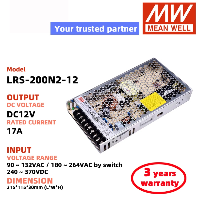 MEAN WELL LRS-200N2-24 LRS-200N2-12 LRS-200N2-36 LRS-200N2-48 DC12V 24V 48V Nguồn điện chuyển mạch M