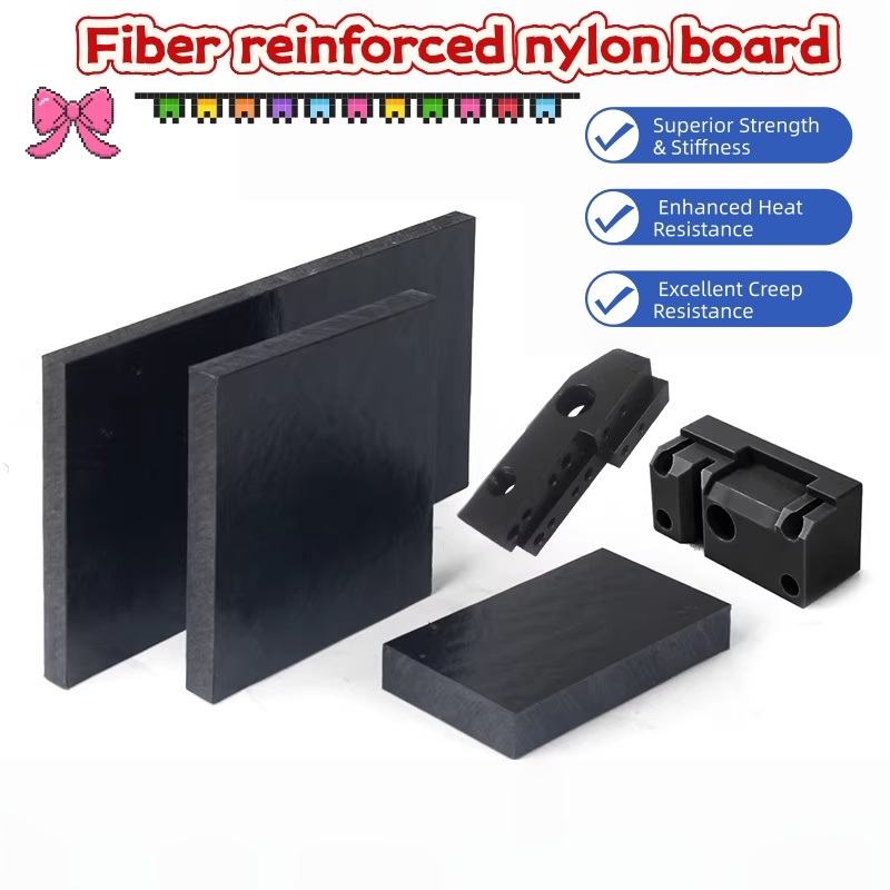 Tấm nylon PA6 GF30, Tấm nylon gia cố sợi thủy tinh màu đen, Tấm nhựa kỹ thuật cường độ cao dày 5mm-5