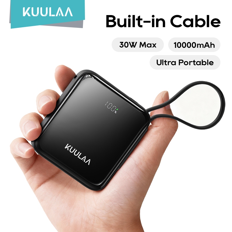 Sạc nhanh KUULAA Mini 10000mAh PD35W có cáp sạc dự phòng phù hợp cho iPhone 17 Pro Max Android
