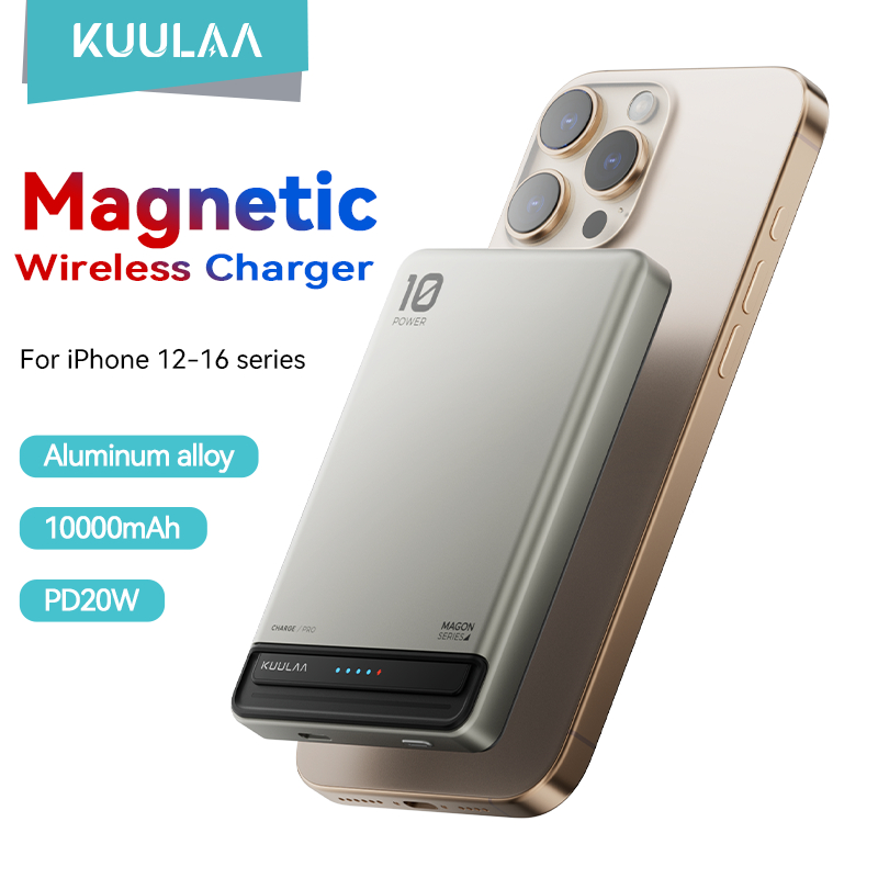 Màn hình kỹ thuật số KUULAA Sạc dự phòng từ tính không dây 10000mAh Sạc nhanh PD20W, thích hợp cho i