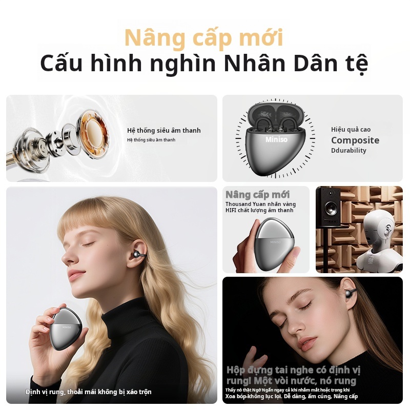 Tai nghe Bluetooth MINISO MS213 Bluetooth 6.0 Rung Massage Thoải mái Mặc Giảm mệt mỏi Cuộc gọi HD IPX5 Chống nước Bảo hành một năm | BigBuy360 - bigbuy360.vn